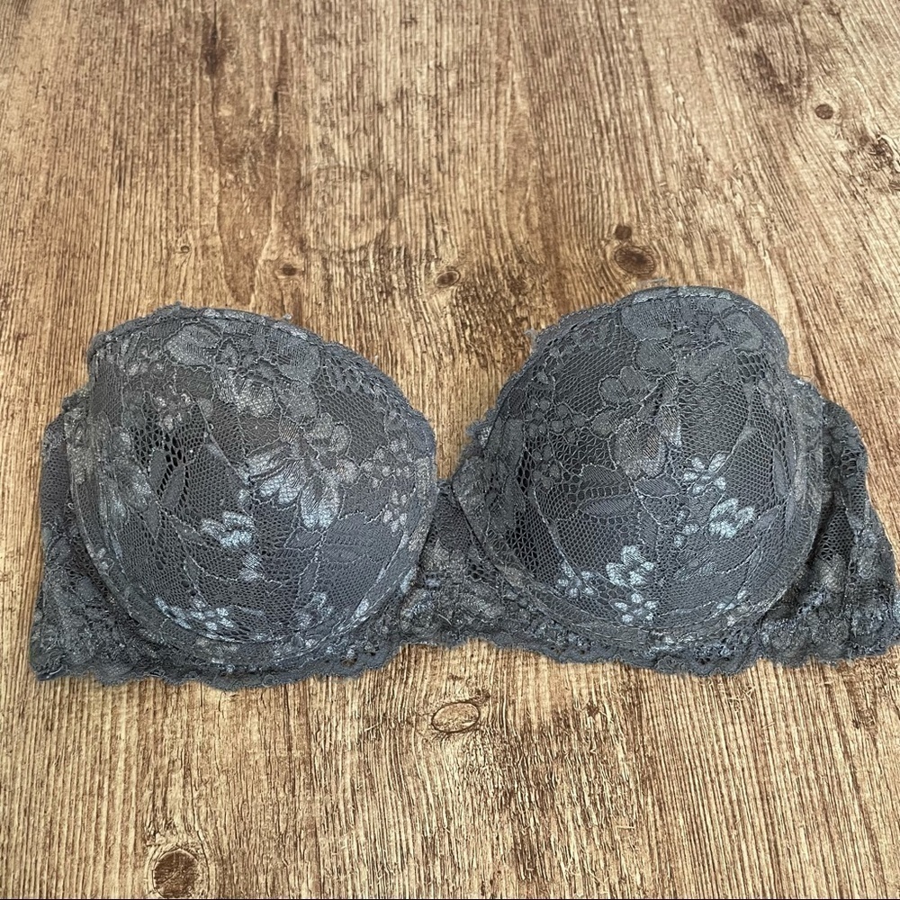 Nanette Lepore Gray Lace Strapless Bra